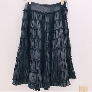 WD.NY Black Silk Skirt Gathered Tiered 4